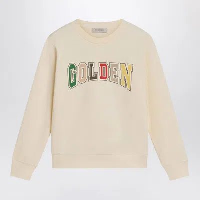 Golden Goose Kids' Ivory Crewneck Sweatshirt With Logo In Beige