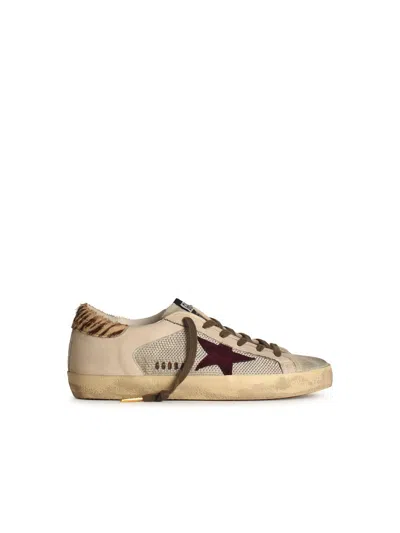 Golden Goose Super-star Distressed Sneakers In Beige