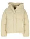 Golden Goose Ivory Polyester Down Jacket In Beige