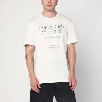 Golden Goose Ivory T-shirt With Logo Print Men In White