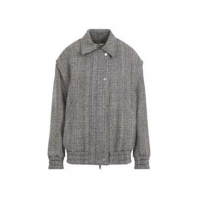 Golden Goose Herringbone Bomber Jacket In Beige