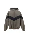 Golden Goose Jacket In Beige/black/savvy Red