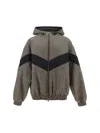 Golden Goose Jacket In Beige/black/savvy Red