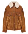 Golden Goose Journey Suede Jacket With Removable Collar In Brown