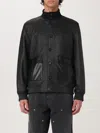 Golden Goose Deluxe Brand Textured Ribbed Black Jacket With Button-up Front And Sporty Collar In Black