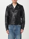 Golden Goose Black Biker Jacket With Notched Revers And Leopard Lining In Black