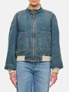 Golden Goose Ianira Denim Jacket With Knitted Ribbed Profiles In Blue