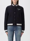 Golden Goose Wool Blend Bomber With Embroidered And Patch Detail In Blue