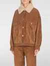Golden Goose Journey Suede Jacket With Removable Collar In Tabak