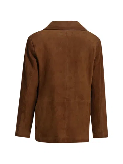 Golden Goose Jacket In Brown Waxed Suede