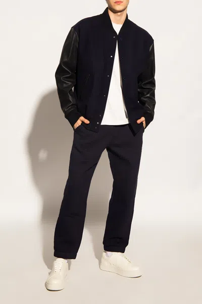 Golden Goose Jacket In Contrasting Fabrics In Navy Blue