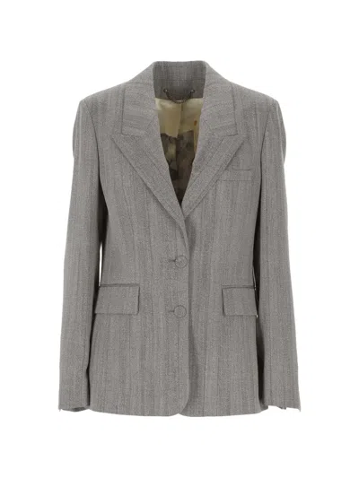 Golden Goose Jacket In Gray Pinstripe Wool-blend