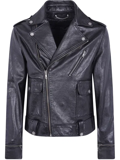Golden Goose Ms Biker Nappa Jacket Asymmetrical Zip In Gray