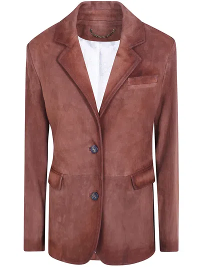 Golden Goose Jacket Leather "journey Robyn" In Brown