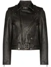 Golden Goose Leather Biker Jacket Clothing In Black