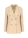 Golden Goose Beige Double-breasted Blazer With Peak Revers