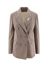 Golden Goose Double-breasted Feather-detail Jacket In Brown