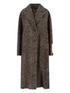 Golden Goose Single-breasted Cocoon Wool Coat With Jacquard Motif Clothing In Brown