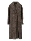 Golden Goose Single-breasted Cocoon Wool Coat With Jacquard Motif Clothing In Brown