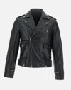 Golden Goose Leather Jacket With Zip Fastening And Pockets In Black
