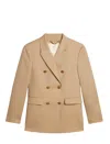 Golden Goose Golden Wool Double Breasted Blazer In Beige