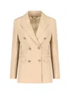 Golden Goose Sharp Lapel Wool Blazer In Beige