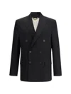 Golden Goose Double Breasted Blazer Wool Gabardine In Black