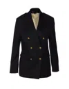 Golden Goose Black Double-breasted Jacket In Wool Women In Black