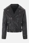 Golden Goose Leather Jacket With Zip Fastening And Pockets In Black