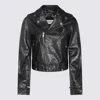 Golden Goose Shiny Black Sheepskin Biker Jacket With Sturdy Zip In Black