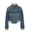 Golden Goose Ianira Denim Jacket With Knitted Ribbed Profiles In Blue