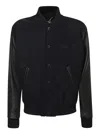 Golden Goose Wool Bomber Jacket And Leather Sleeves In Blue