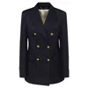 Golden Goose Golden Wool Blend Double Breasted Blazer In Blue