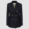 Golden Goose Golden Wool Blend Double Breasted Blazer In Blue