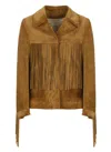 Golden Goose Tobacco Suede Fringe Jacket In Brown