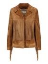 Golden Goose Journey Ws Jacket With Fringes In Waxed Calf Leat In Brown