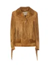 Golden Goose Journey Ws Jacket With Fringes In Waxed Calf Leat In Brown