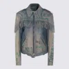Golden Goose Light Blue Leather Jacklet In Blue