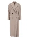 Golden Goose Journey Ws Double Breasted Coat With Detachable Belt Casentino Wool In Nude