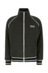 Golden Goose Quilted Black Jacket With High Collar And Striped Detailing In Green