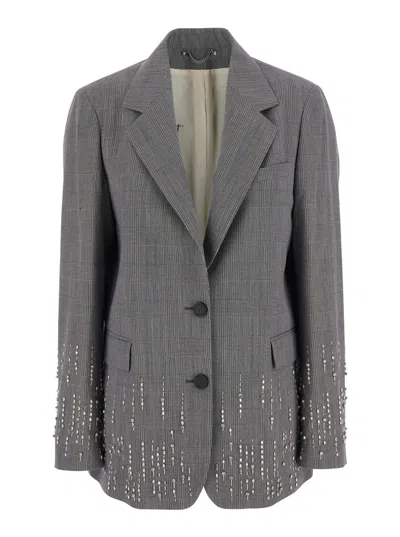 Golden Goose Jackets Journey Ws Sb Over Jacket Prince Of Whales W Embroidery Gray With Prince Of Wales Motif And 
