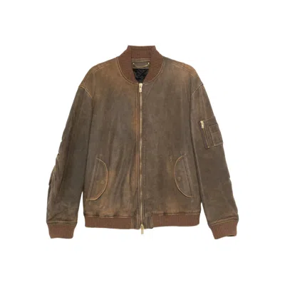 Golden Goose French Roast Journey Lamb Leather Jacket In Brown