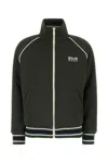 Golden Goose Quilted Black Jacket With High Collar And Striped Detailing In Militarygreenpapyrus