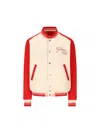 Golden Goose Nic Cotton Jacket With Maxi Golden Club Embroidery In Shortbread/haute Red