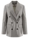 Golden Goose 'laureen' Sequinned Double-breasted Jacket In Silver