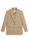 Golden Goose Deluxe Brand Single Breasted Pinstriped Jacket In Travertine