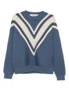 Golden Goose Jacquard Wool Sweater With Cream-colored Pattern Clothing In Blue