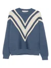 Golden Goose Jacquard Wool Sweater With Cream-colored Pattern Clothing In Blue