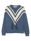 Golden Goose Jacquard Wool Sweater With Cream-colored Pattern Clothing In Blue