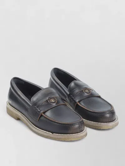 Golden Goose Jarry Penny Loafers Round Toe Crepe Sole In Black